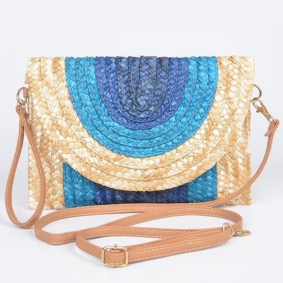 BB Boutique Handbags - Straw Coloful Envelope Clutch